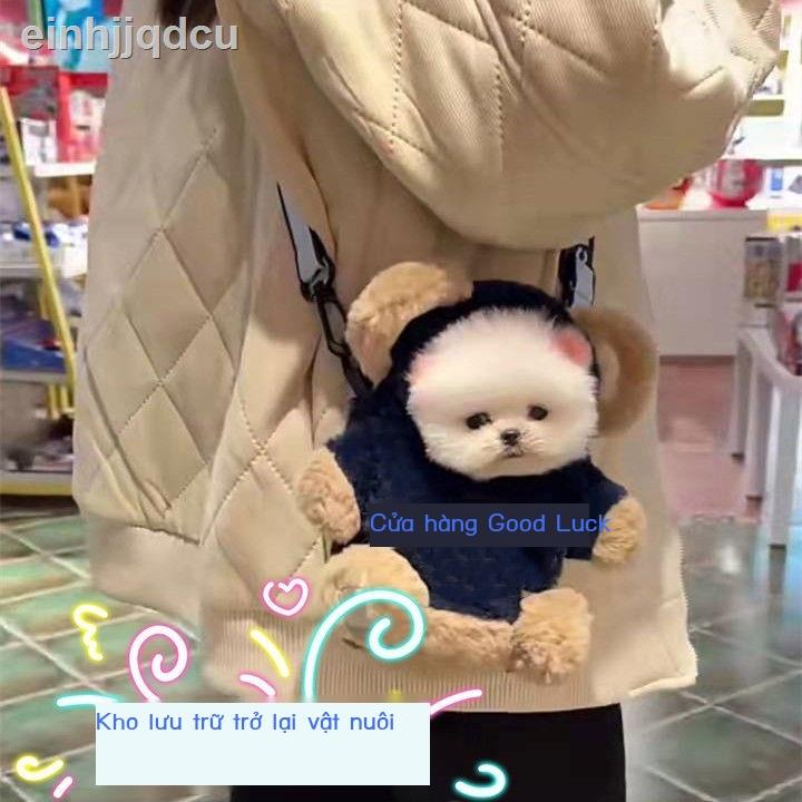 (Mới về)✳Chó ló đầu và vươn đầu, đeo vai, ba lô, Pomeranian teaup, nhỏ, đi chơi, sổ đỏ bé thở, rung
