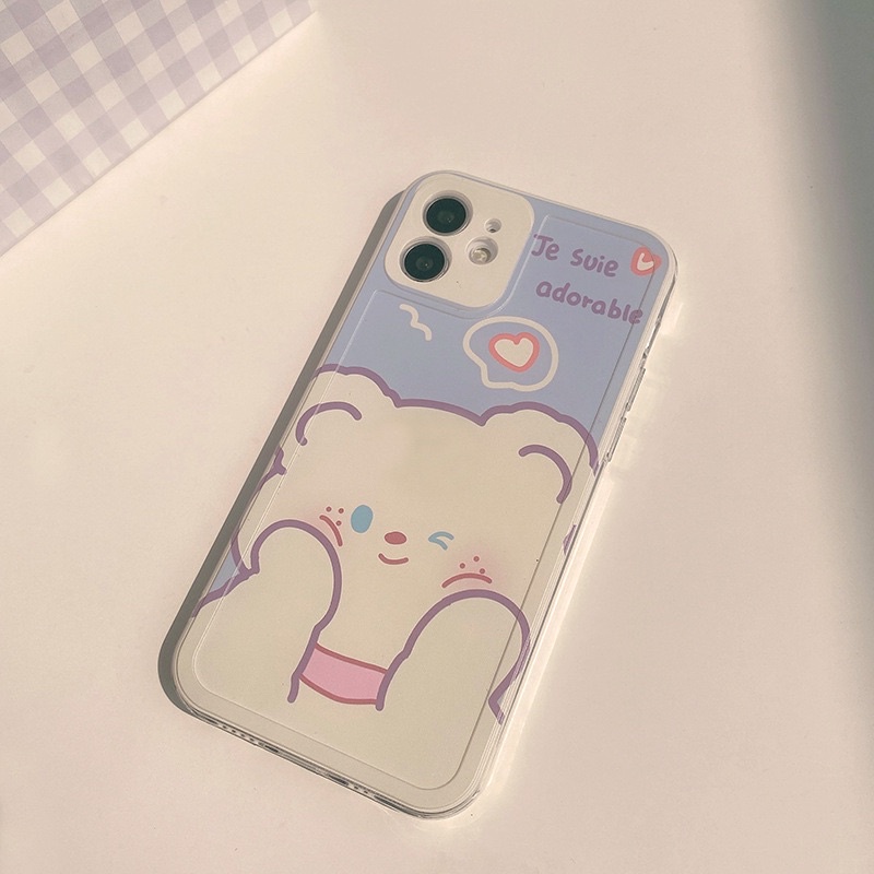 (SIÊU RẺ) Ốp lưng iphone tím gấu trắng cute 7plus/8/8plus/x/xr/xs/11/12/13/pro/max/plus/promax
