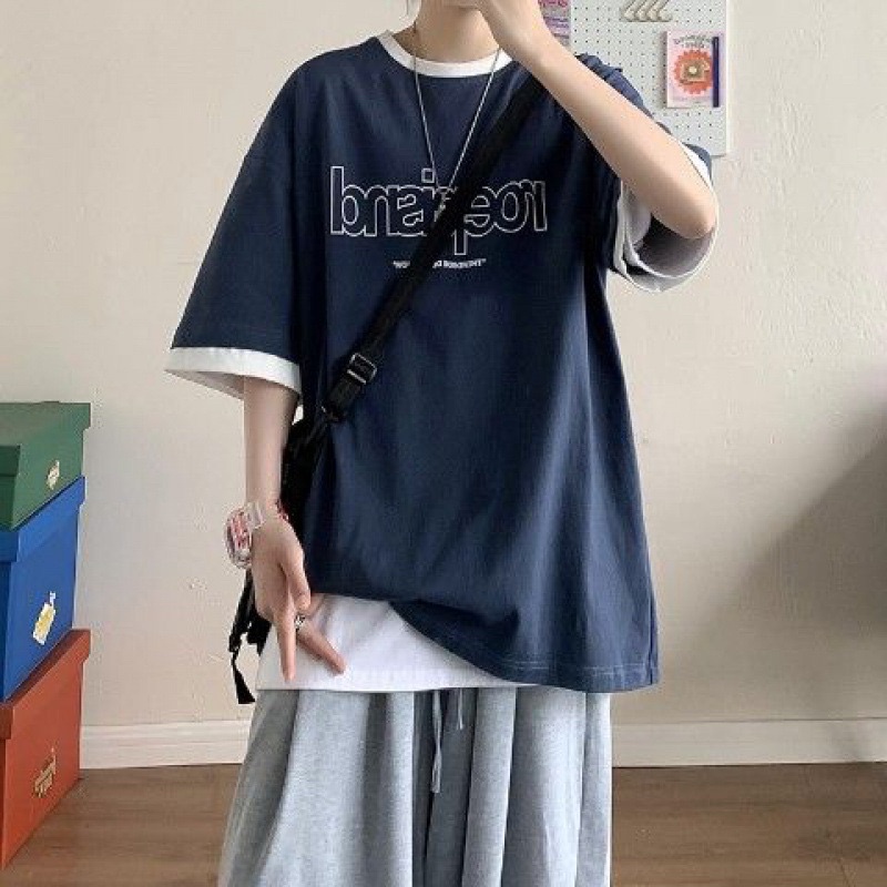 Áo thun layer tay lỡ unisex-Áo phông nam nữ layer chất liệu cotton mềm mịn-3 Size M L XL