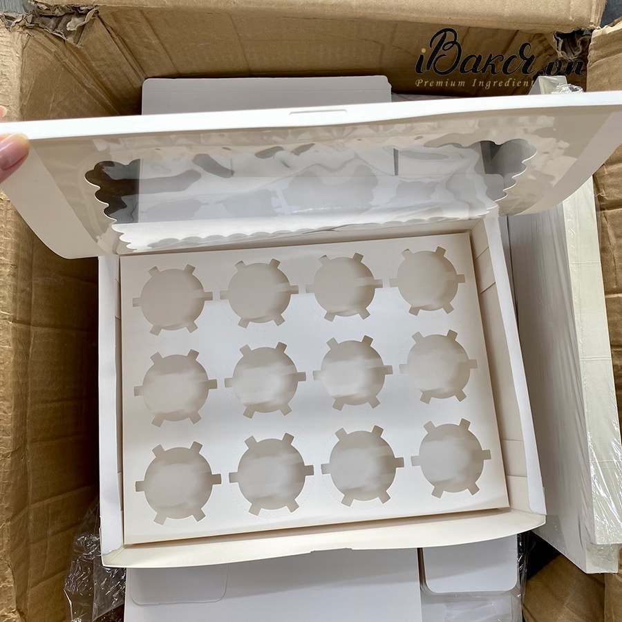 Hộp Cupcake 12 Bánh Mở Nắp 25x32,5x9cm