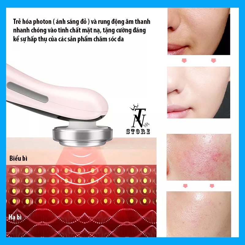 Máy đẩy tinh chất điện di nóng lạnh, massage mặt, nâng cơ, dưỡng trắng, tái tạo da