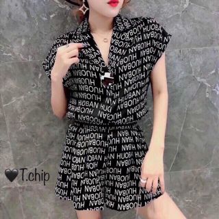 Bộ đùi chữ áo cổ vest phối zen lưng