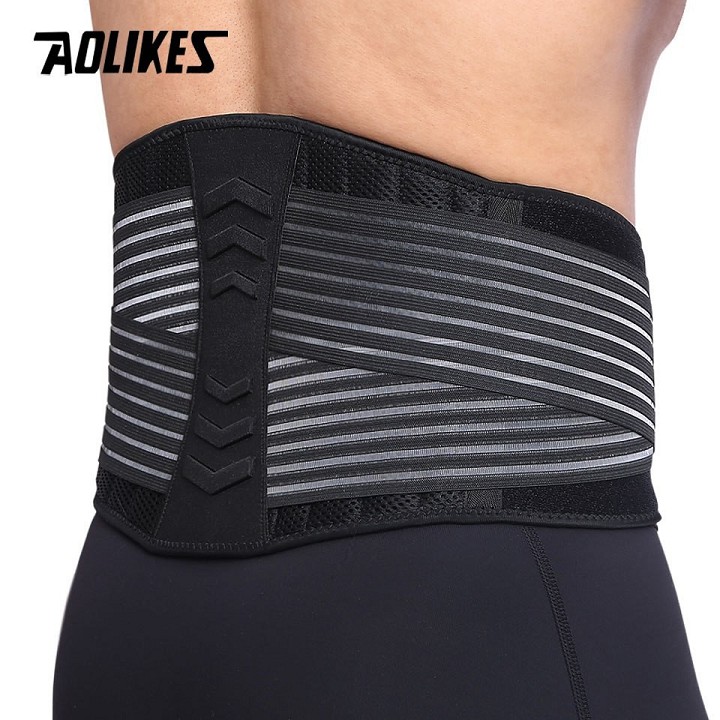 Đai lưng tập gym AOLIKES A-7998 có thanh thép đàn hồi hỗ trợ nâng đỡ bảo vệ cột sống sport waist support