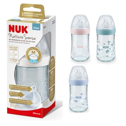 Bình sữa thủy tinh cao cấp NUK nature sense cho bé 120ml, 240ml