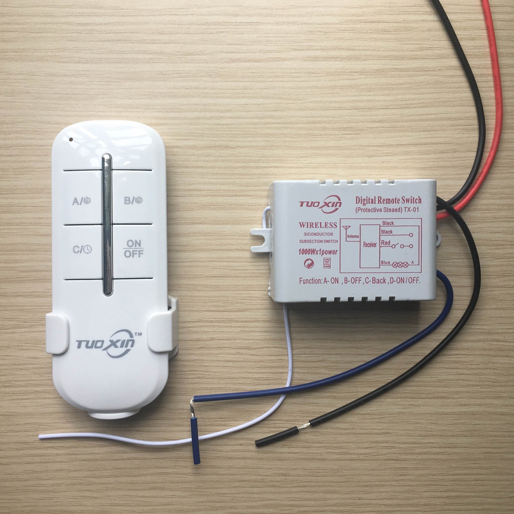 Công tắc điều khiển từ xa RF kèm remote sóng RF 315mhz (1- 4 kênh) xuyên tường TuoXin
