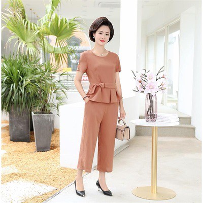 Bộ Đồ Thun Nữ Trung Niên Cho Mẹ Đính Cườm Giản Dị AB20 - Hàng Quảng Châu Cao Cấp