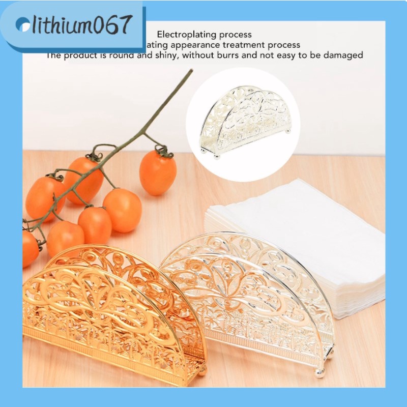 Lithium067  Hộp Đựng Khăn Giấy  Người giữ khăn ăn theo chiều dọc Quy trình mạ điện Mẫu rỗng bằng sắt bạc sáng bóng cho văn phòng