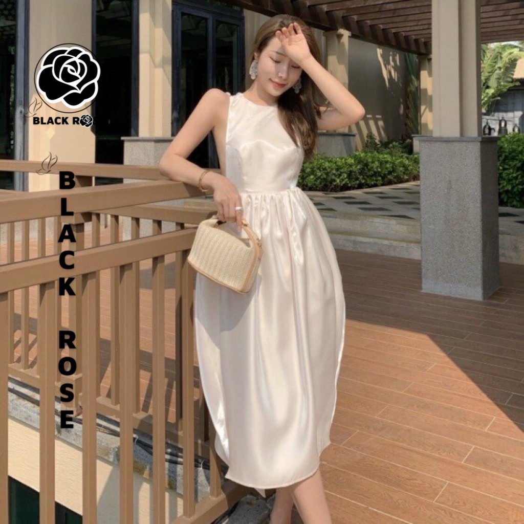 Váy Đầm Dự Tiệc Đi Biển Sang Chảnh Hở Lưng Sexy BLACK ROSE Váy 2 Dây Ngọc Đẹp Cao Cấp - TẤM BOUTIQUE | BigBuy360 - bigbuy360.vn