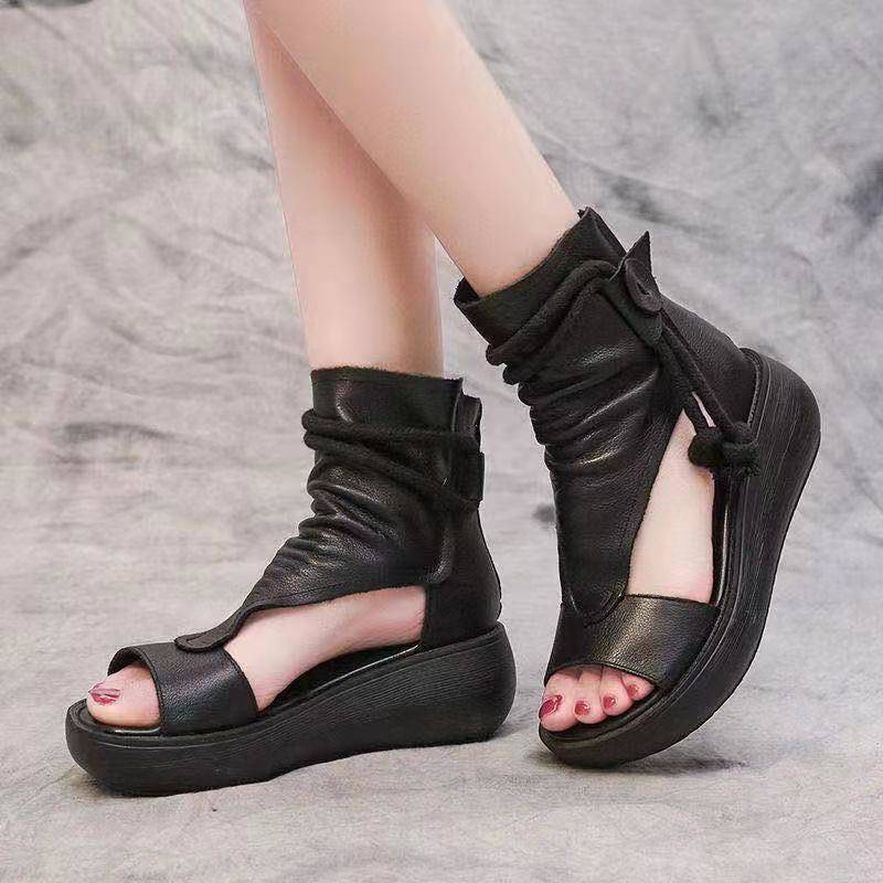 Giày Sandal Cổ Cao Đế Xuồng Tăng Chiều Cao Mùa Hè Phong Cách Mới