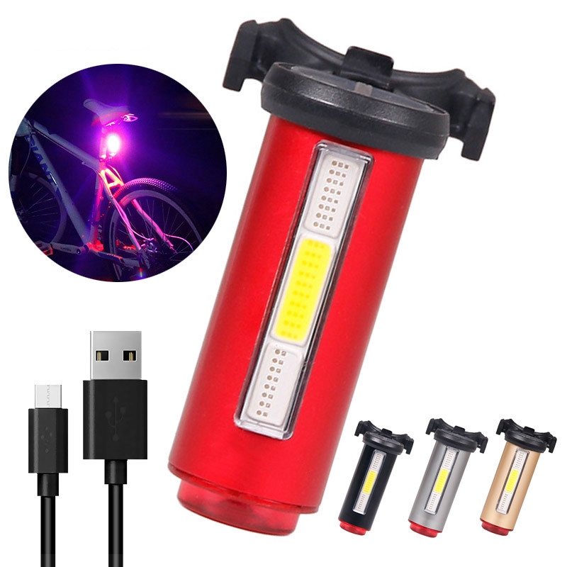 Ánh sáng đuôi xe môtô đen, màu 3D Trên 1 Màu dẫn tia sáng CB, đèn giao động trang hình động Black New Bicycle Tail Light 3 Colors In 1 Lamp Led COB Visual Warning Bike Rear Lantern IPX5 900aah Rechargeable