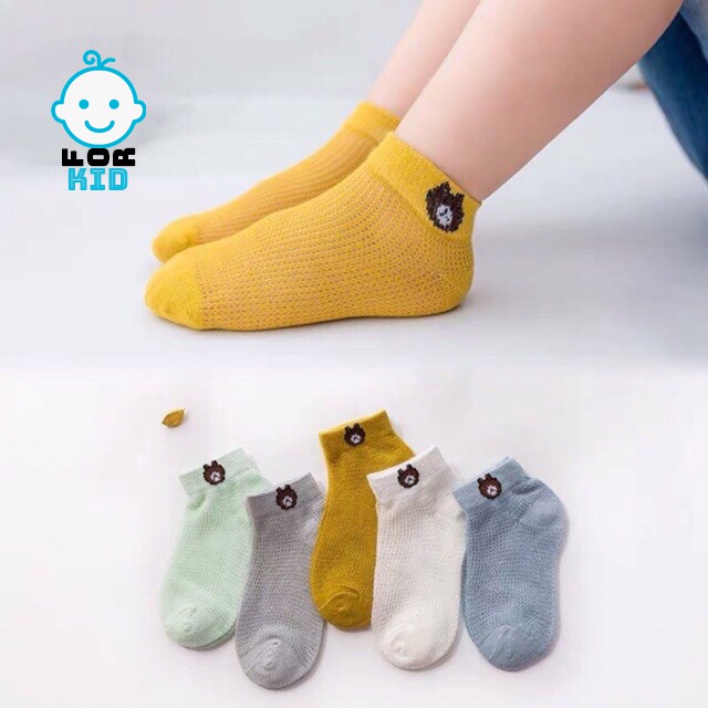 |FAMARAL2 giảm 10k cho đơn 50k|Set 5 Đôi Tất Vớ Lưới Hình Gấu Bé Trai - Bé Gái