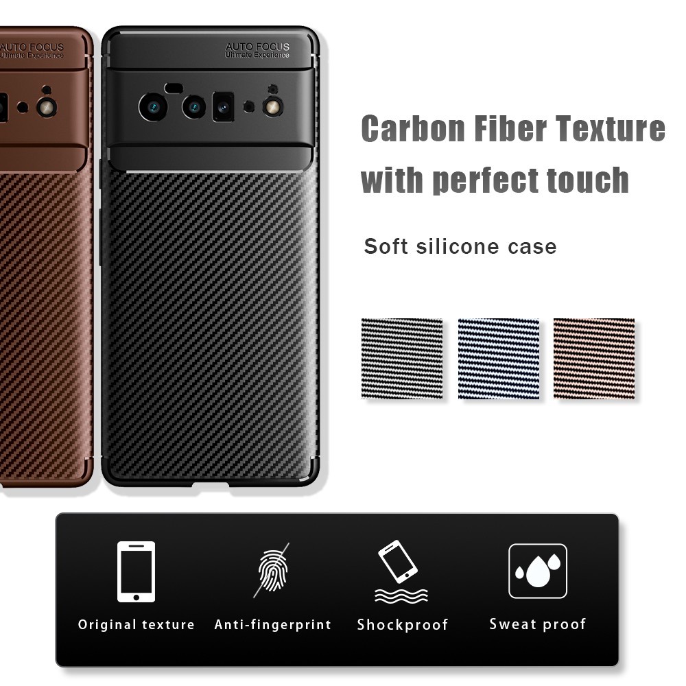 Ốp điện thoại UFlaxe silicon kết cấu sợi carbon chống sốc cho Google Pixel 6 Pro Pixel 5 5a Pixel 4a 5G 4 XL