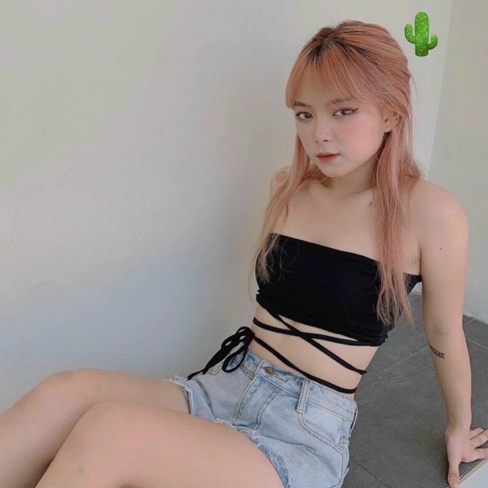 Áo ống nữ phối kiểu dây quấn eo có sẵn mút đệm ngực chất vải thun Borip | BigBuy360 - bigbuy360.vn