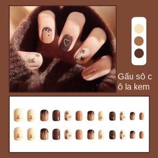 Đeo móng tay móng tay giả Miếng dán có thể tháo rời làm móng tay màu đỏ với móng tay vá