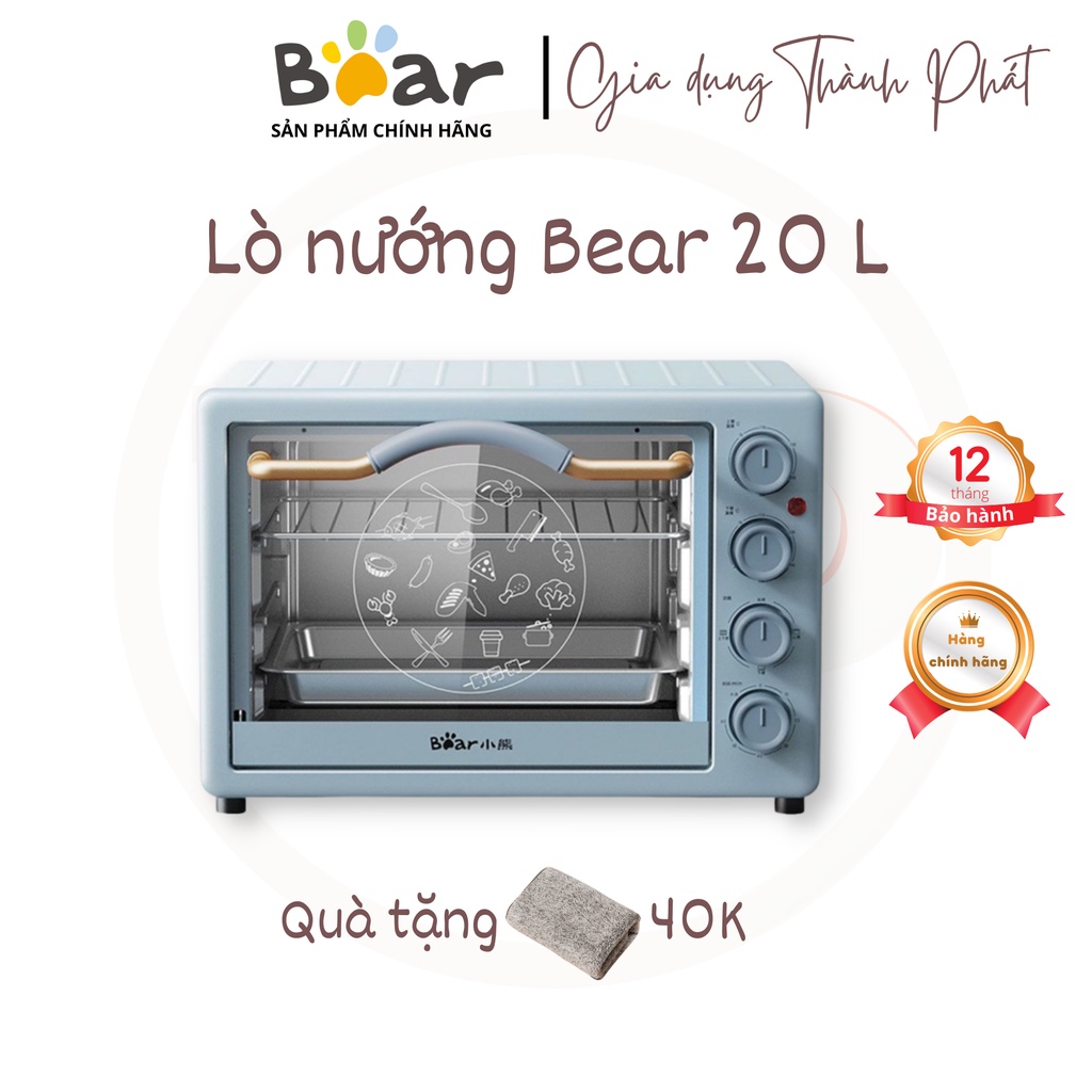 Lò nướng 20L chính hãng Bear DKX-C20D1, dung tích 20 lít, dùng để nướng và quay thực phẩm