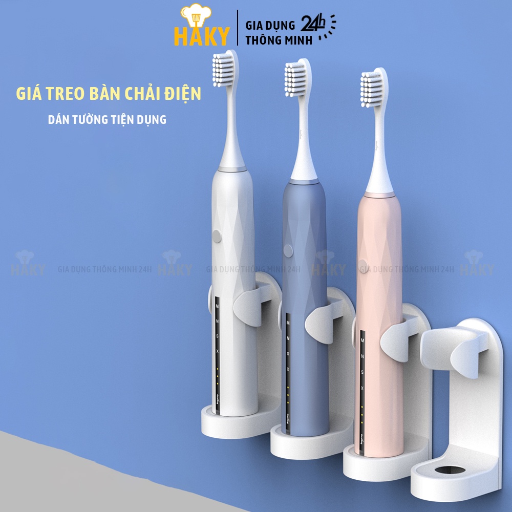 Giá đỡ bàn chải đánh răng điện gắn tường HAKY023, thiết kế độc đáo tiện lợi, phù hợp với 98% các loại bàn chải