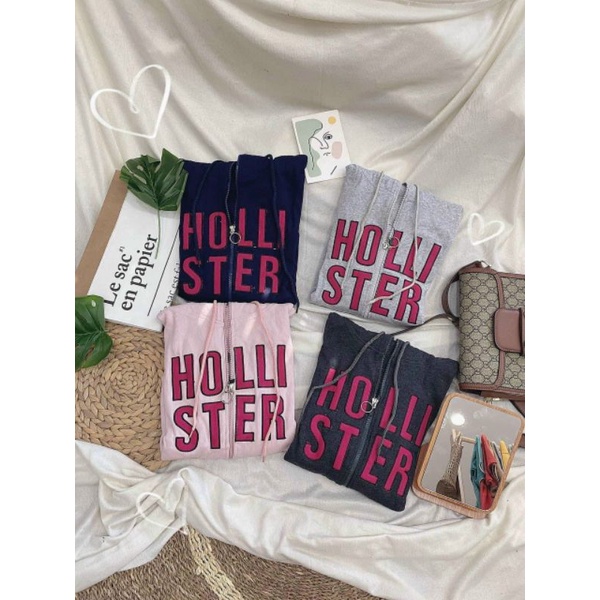 Áo khoác HOLISTER chữ thêu chất đẹp thun gân nhuyễn