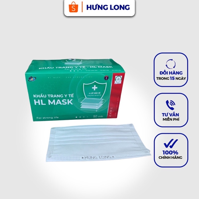 Khẩu trang y tế 4 lớp kháng khuẩn Đạt Chuẩn HL mask - Chính Hãng