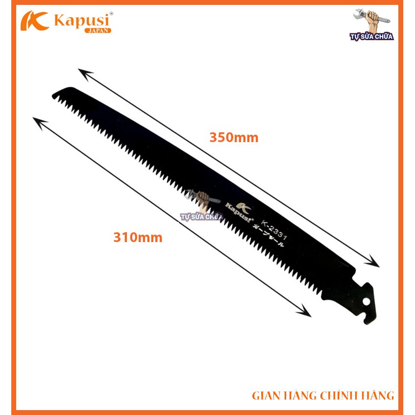 Cưa gỗ cầm tay, cưa cành lưỡi đen thép Nhật KAPUSI 350mm có bao đựng - Cưa cành cầm tay cao cấp Nhật Bản Kapusi K-2331