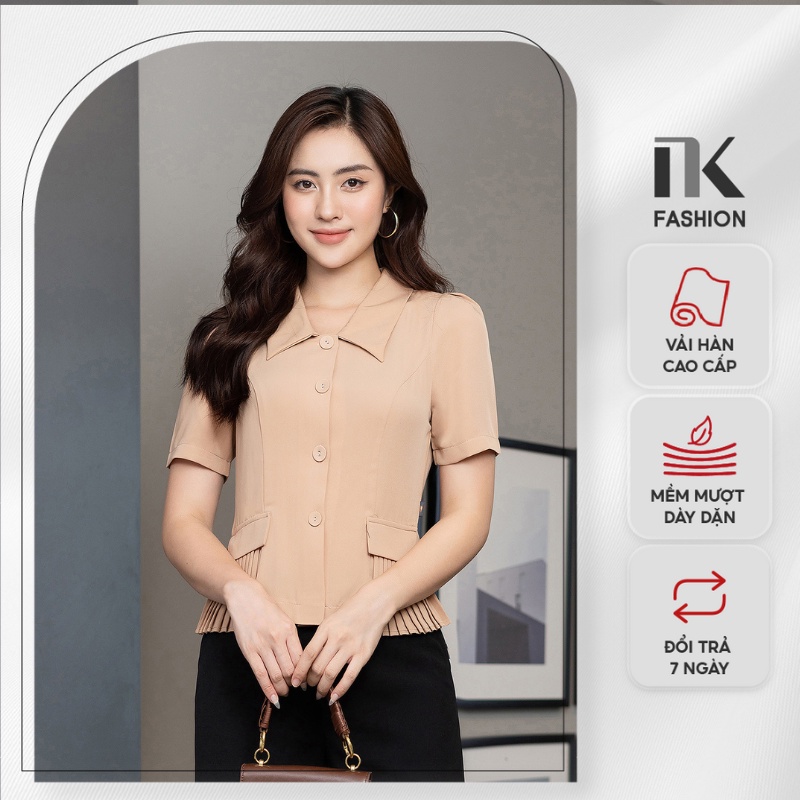 Áo Sơ Mi Công Sở Nữ 2 Nắp Túi NK Fashion Chất Vải Cao Cấp, Co Giãn Nhẹ, Không Nhăn Xù NKSM2201022