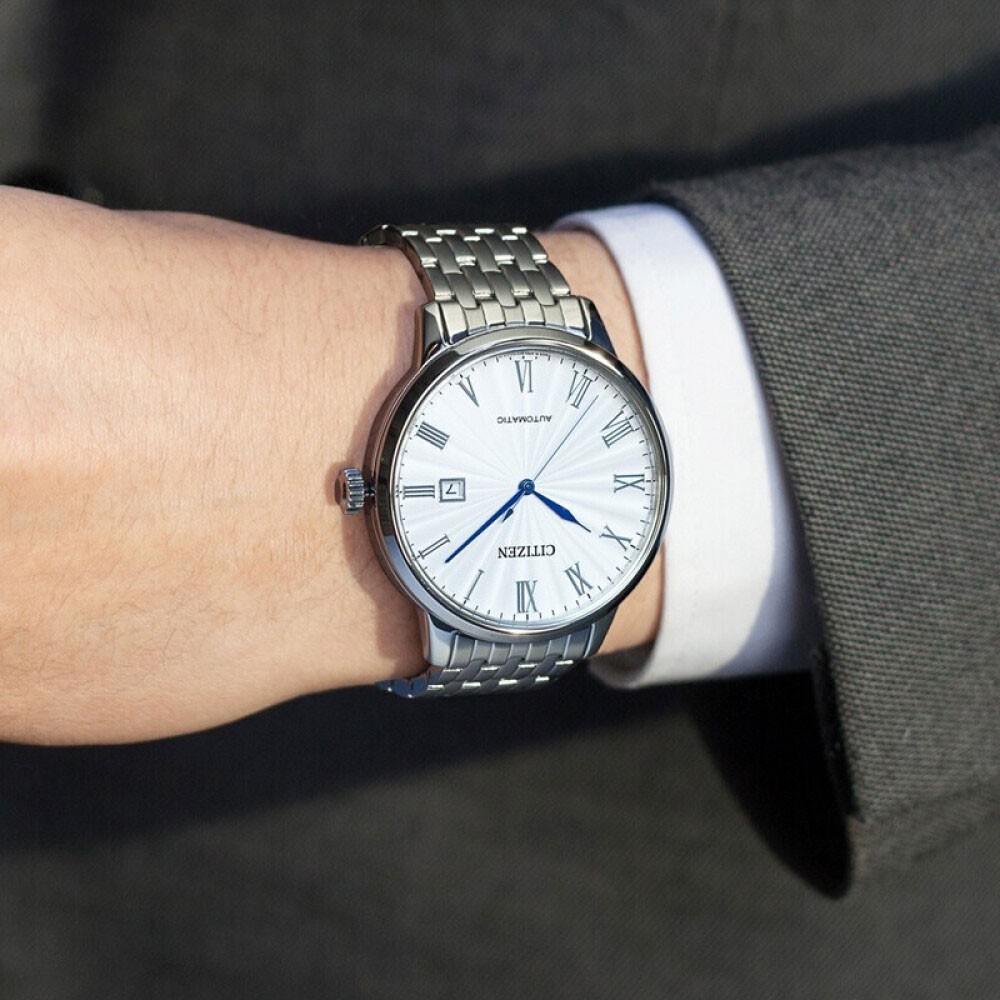 Đồng Hồ Citizen Nam Dây Thép Không Gỉ Máy Cơ-Automatic NJ0080-50A - Mặt Trắng (42mm)