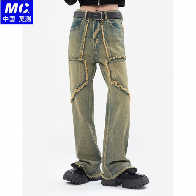 Quần Jean Ống Rộng Dáng Suông Phong Cách Retro Mỹ Plus Size Cho Nam Nữ