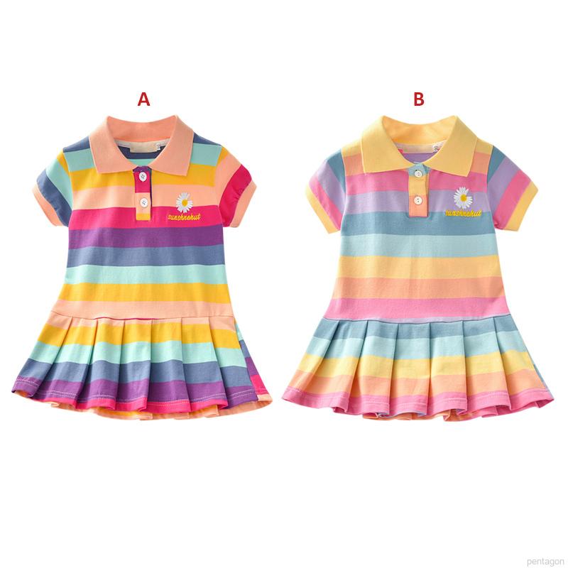 Đầm tay ngắn hoạ tiết hoa cúc đáng yêu cho bé