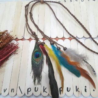 Dây quấn đầu (headband) gắn lông vũ phong cách boho
