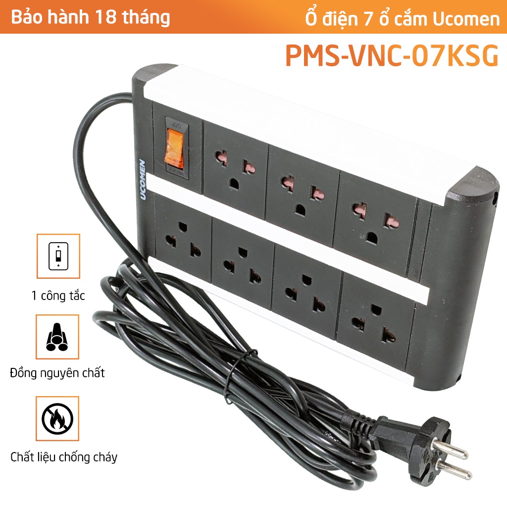 Ổ cắm điện – 07 lỗ (dây 3m) – Chuẩn Úc