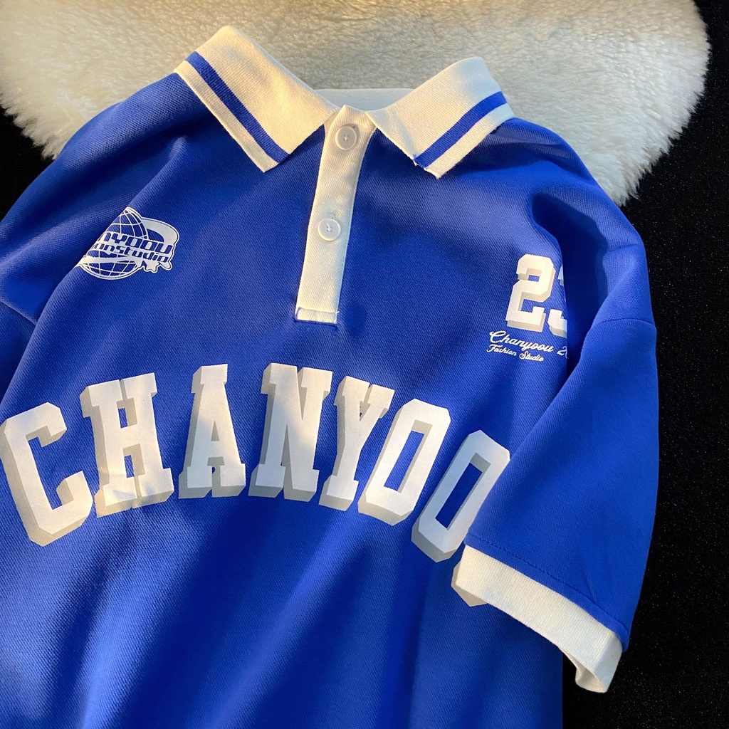 Áo Thun POLO 100% Cotton Nguyên Chất Tay Ngắn In Chữ Phong Cách Retro Dành Cho Nữ Sinh