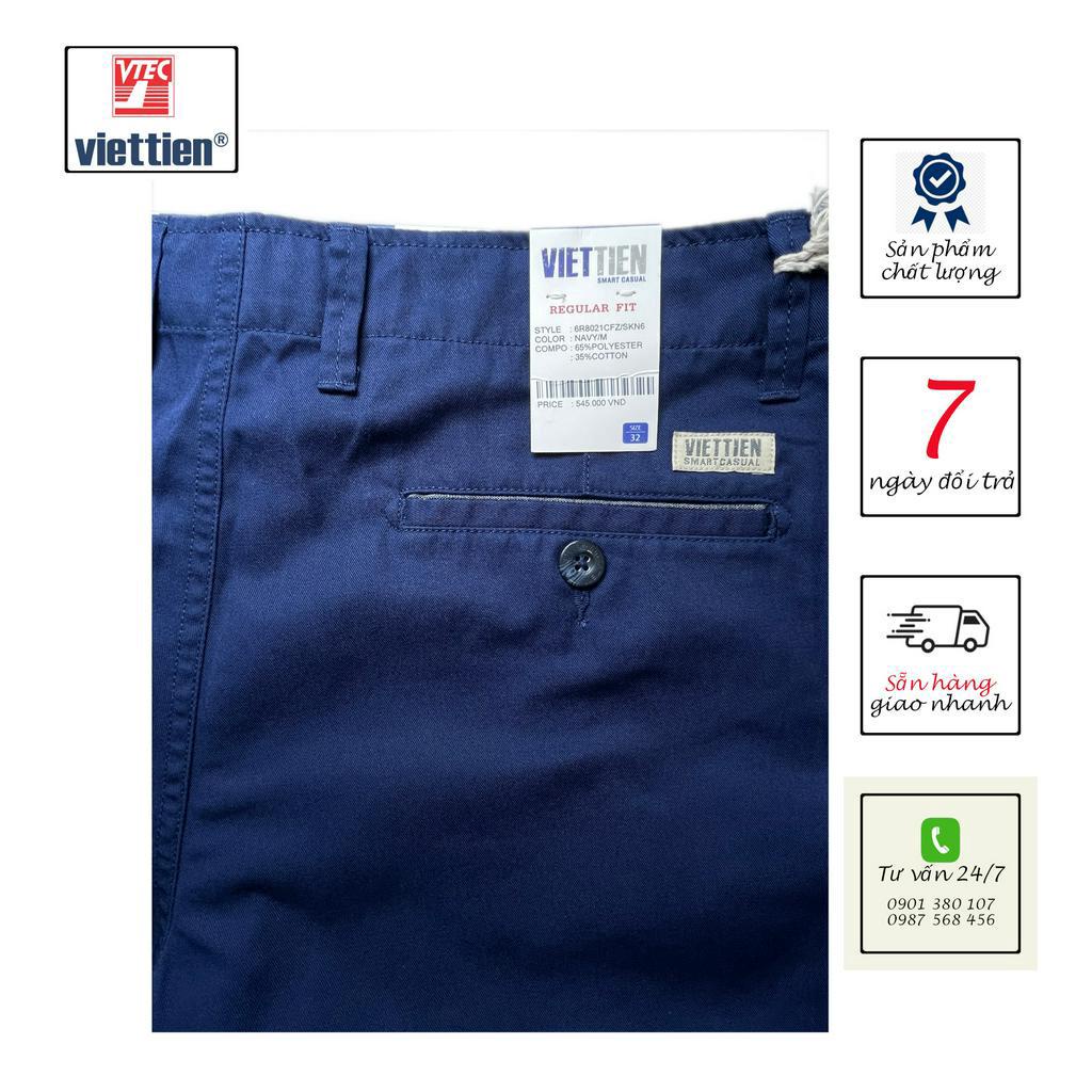 VIETTIEN - QUẦN SHORT NAM  6R8021, 35% COTTON, 65% POLYESTER, MÀU NAVY