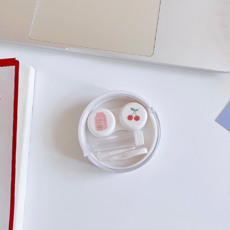 Khay Gương Tròn Trắng Mẫu Mới - Case Đựng Lens