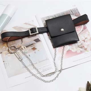 Túi da đeo hông nữ có dây xích