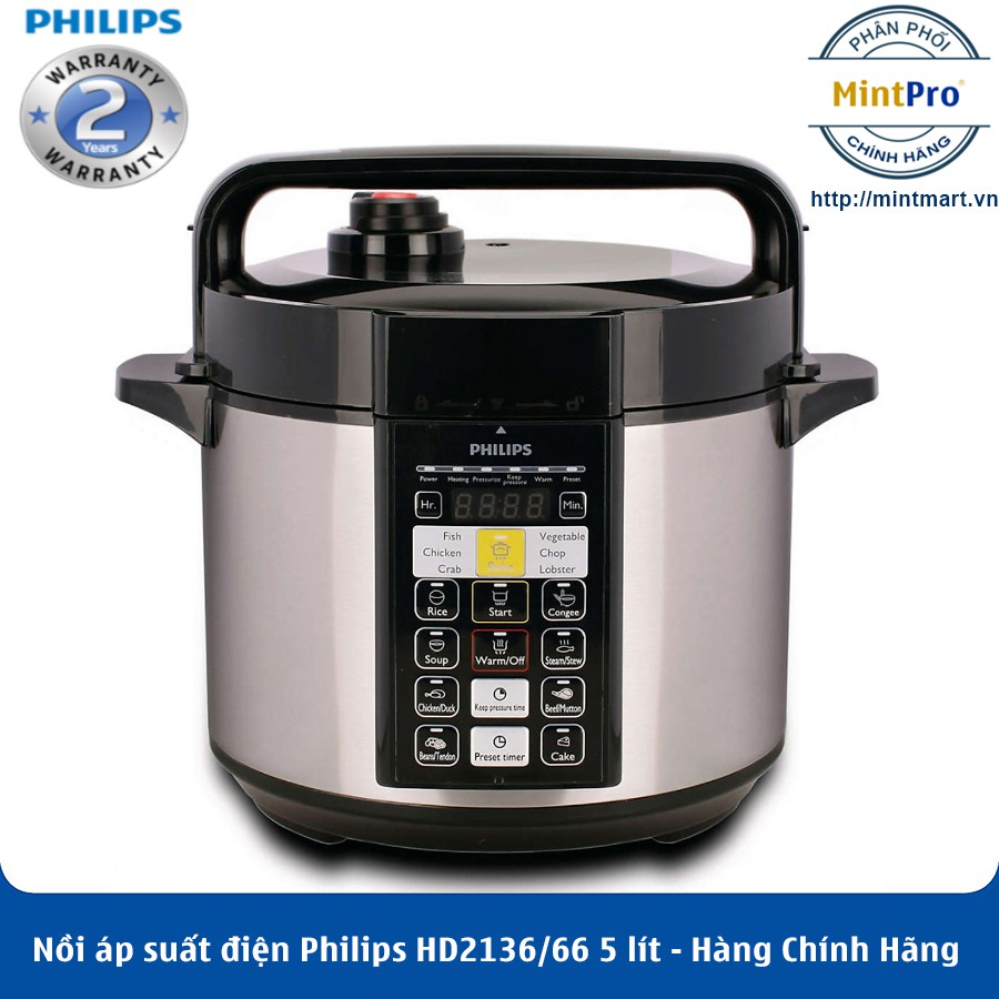 Nồi Áp Suất Điện Tử Philips HD2136 (5L) – Hàng Chính Hãng – Bảo Hành 2 Năm Trên Toàn Quốc