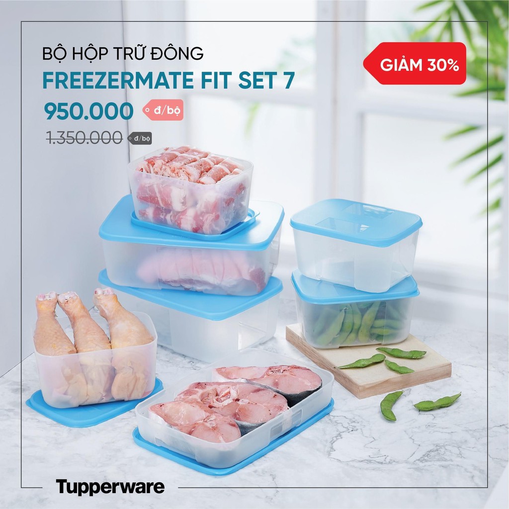 Bộ trữ đông 16 / fit set 7 / 8 hộp tách đông 16 / 6 hộp đông 650ml tupperware