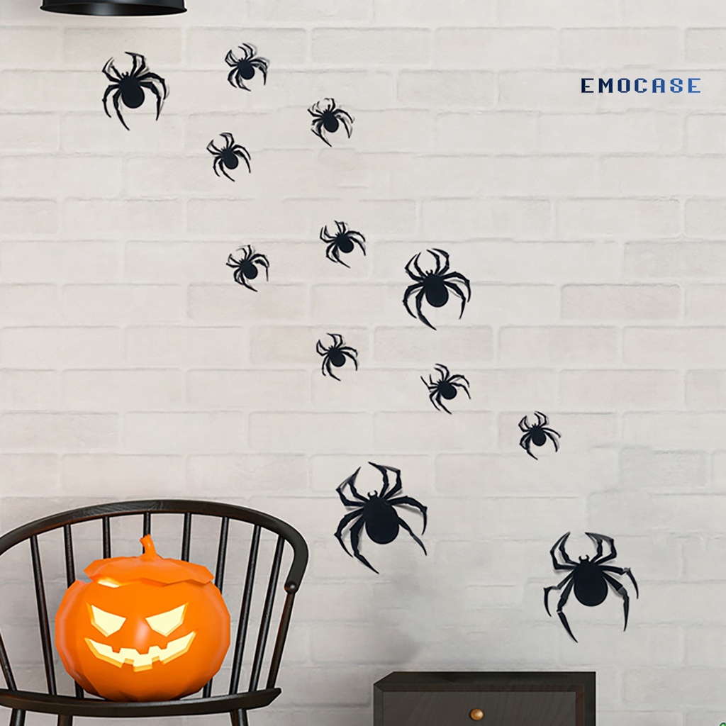 Set 12 Miếng Dán Tường Trang Trí Hình Nhện DIY