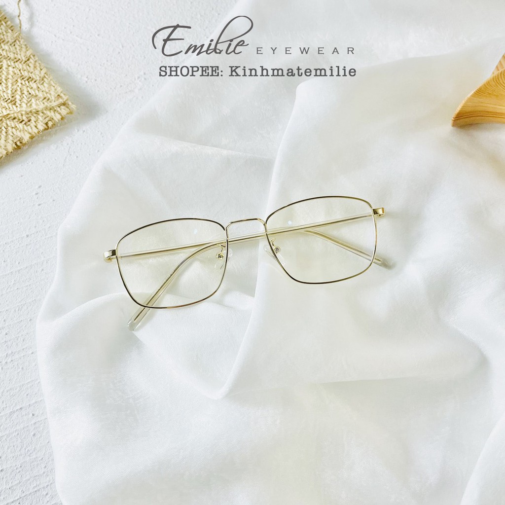 Kính gọng mảnh vuông nam nữ Emilie eyewear chất liệu kim loại phụ kiện thời trang 8818