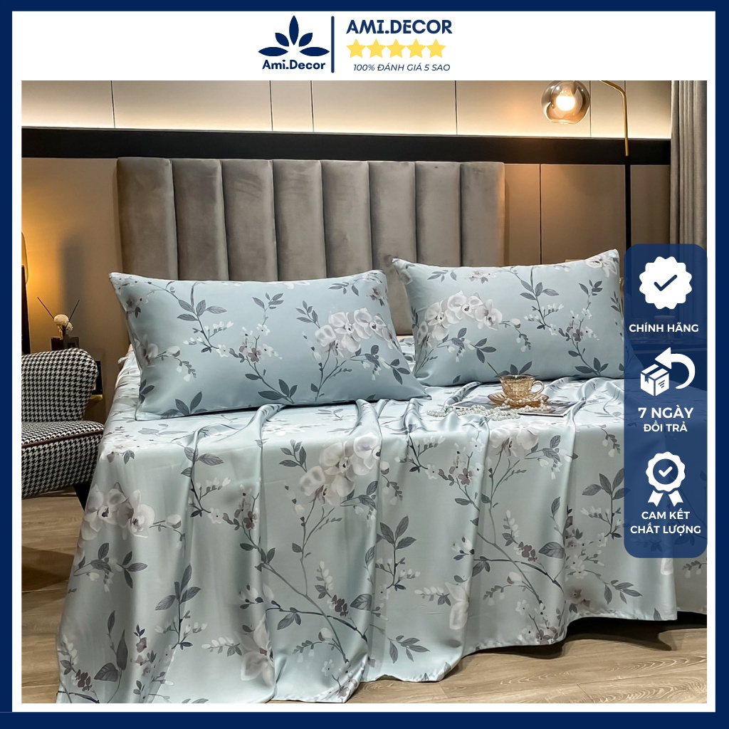 Ga giường và vỏ gối lụa tencel nhập khẩu xịn xò, ga gối lụa siêu mềm mịn thoáng mát không nhăn không xù