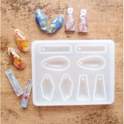 Khuôn silicone trong dẻo làm trang sức resin dạng hình học size nhỏ