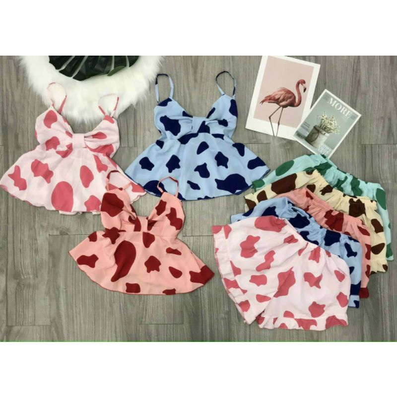 Bộ Ngủ Nữ ❤️Freeship đơn 50k❤️ Đồ Bộ Nữ Mặc Ngủ Bò Sữa Hot Hit Lụa Mềm Mịn MOMOSA Shop