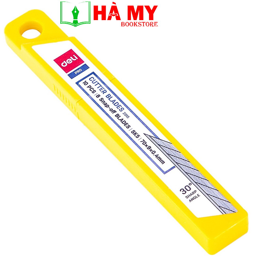 1 Hộp 10 Lưỡi Dao Rọc Giấy Deli E2015 30 độ - Hàng chính hãng Deli