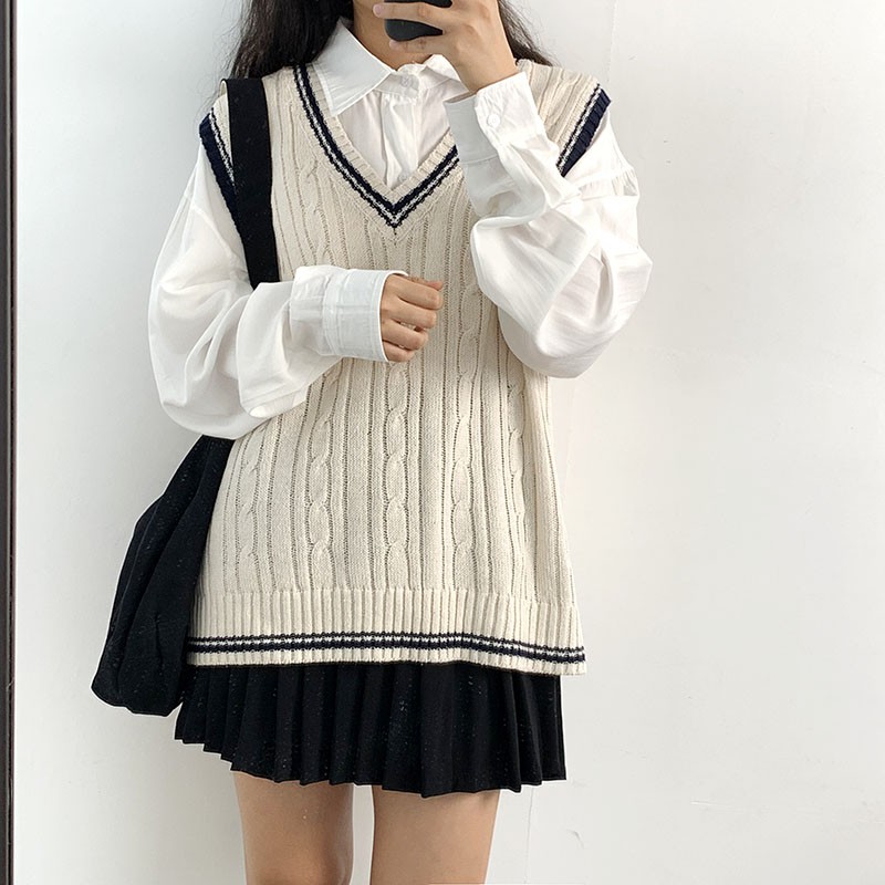 Áo Len Không Tay Cổ Chữ V Phong Cách Hàn Quốc 27882 | BigBuy360 - bigbuy360.vn