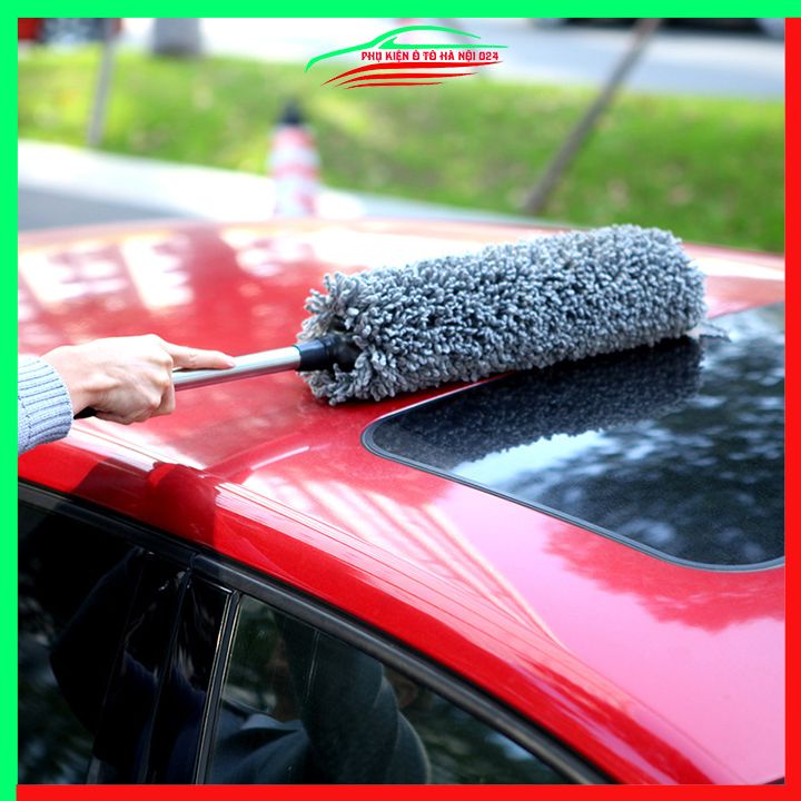 Chổi nano đen lau rửa xe ô tô 360 tròn sợi siêu mịn điều chỉnh điều dài