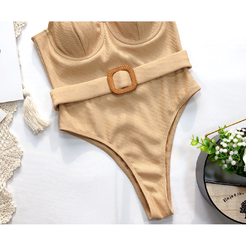 Bộ đồ đi bơi bikini một mảnh có khóa cài màu đen dành cho nữ | BigBuy360 - bigbuy360.vn