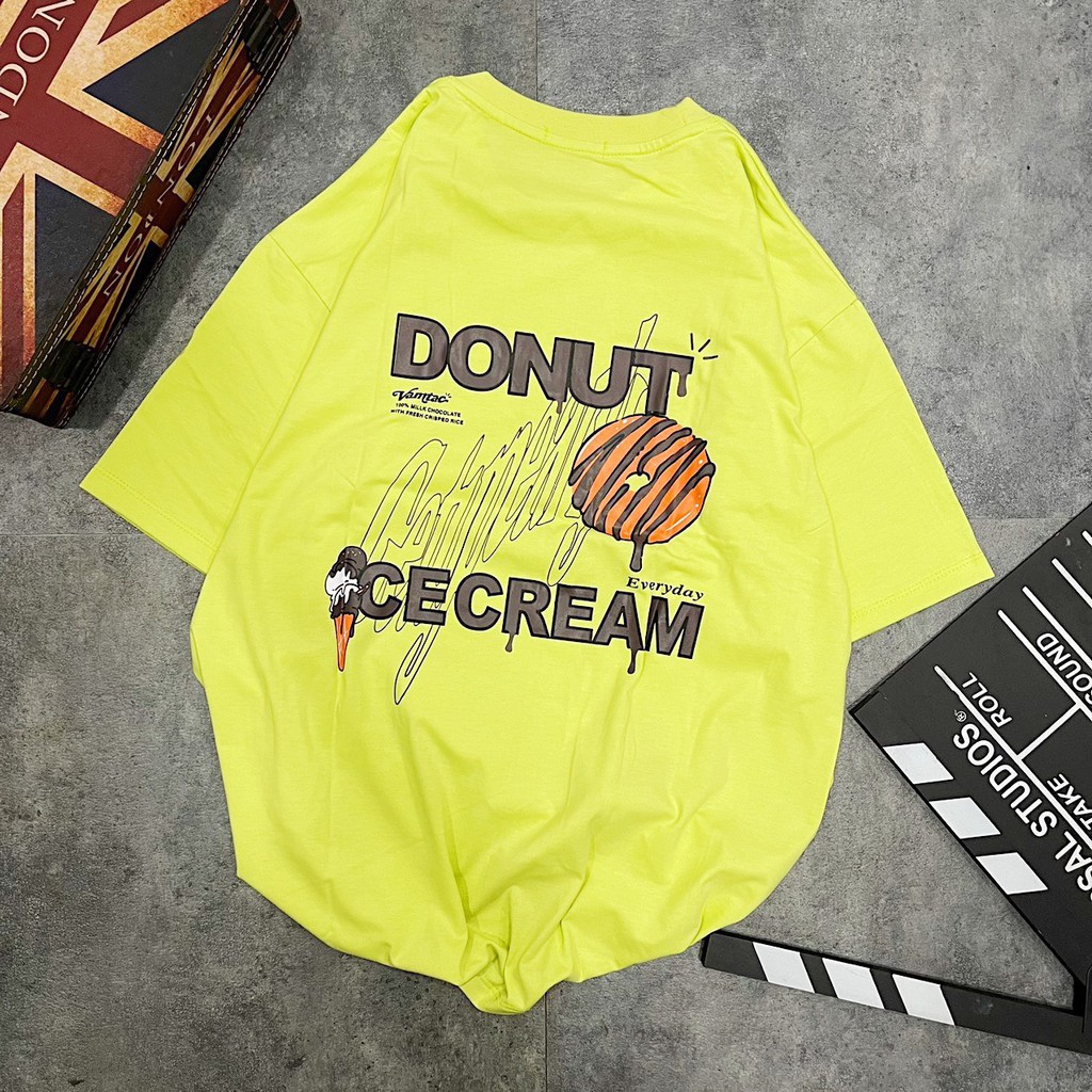 [Mã LT50 giảm 50k đơn 250k] Áo Thun Nam Nữ Unisex Form Rộng Tay Lỡ In Say Happy Hình Donut