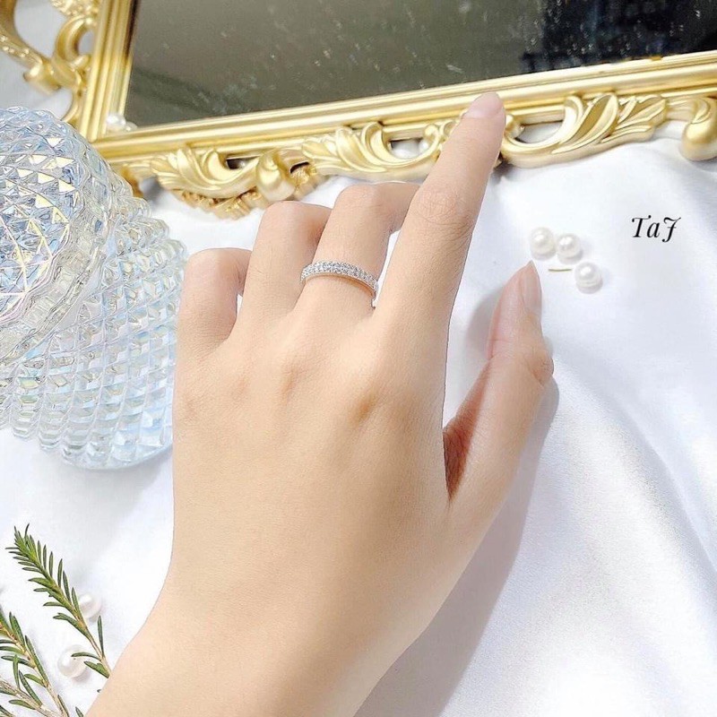 Nhẫn nữ 2 hàng đá nhỏ , hàng dầy dặn chuẩn bạc ta -THJ SILVER