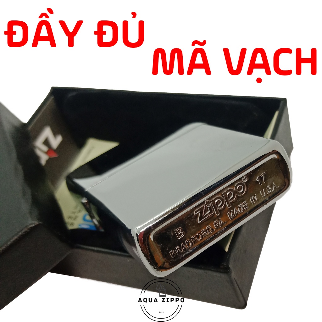 Zipo Bạc Satin Chrome Vỏ Dày Hàng Mỹ Đầy Đủ Mã Vạch Kiểm Tra