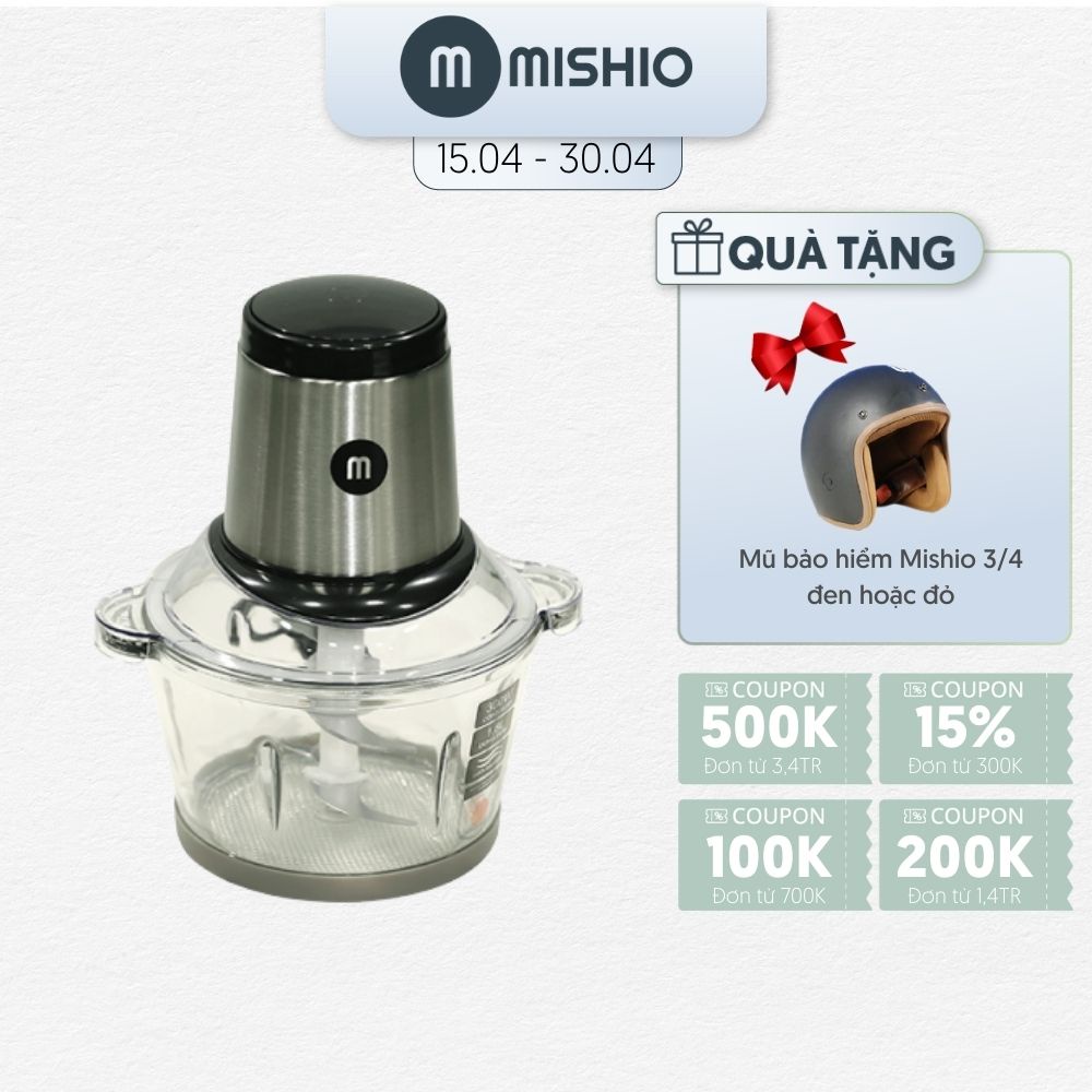 [Mã ELHADEV giảm 4% đơn 300K] Máy xay thịt cối thủy tinh 1.8L Mishio MK135 300W - quà tặng tới hết 31/12