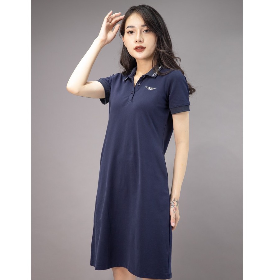 Đầm Polo dáng suông nữ vải cotton cá sấu cao cấp, chuẩn form, cổ phối UCO thêu chữ họa tiết 𝟰𝟬𝟲𝟭- 𝗘𝗠𝗦𝗣𝗢