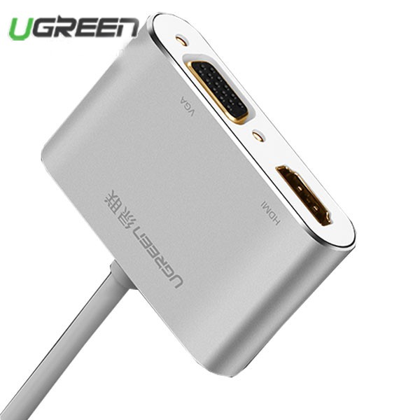 Cáp chuyển USB Type C To HDMI và VGA Chính hãng Ugreen 50317 vỏ nhôm